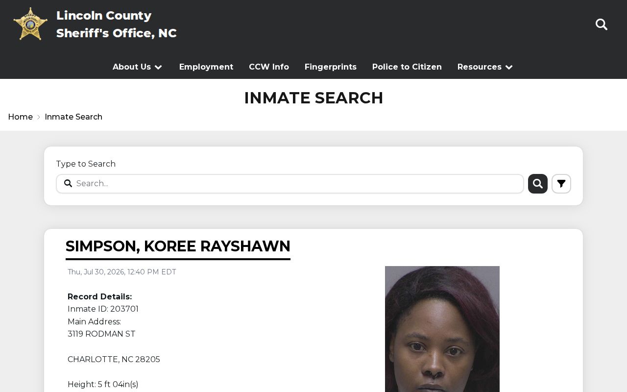 Lincoln County custody roster with no 72-hour release archive
